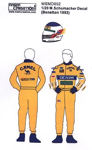 MSM Creation MSMD052 1/20 M. Schumacher Decal (Benetton 1993)