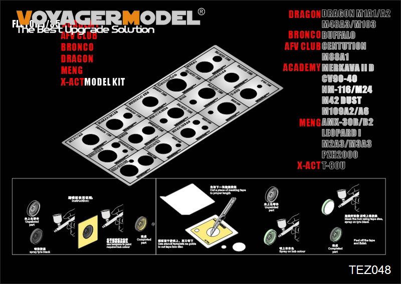 Voyager Model TEZ048 Modern AFV Road Wheels Stenciling templates ver 2.0