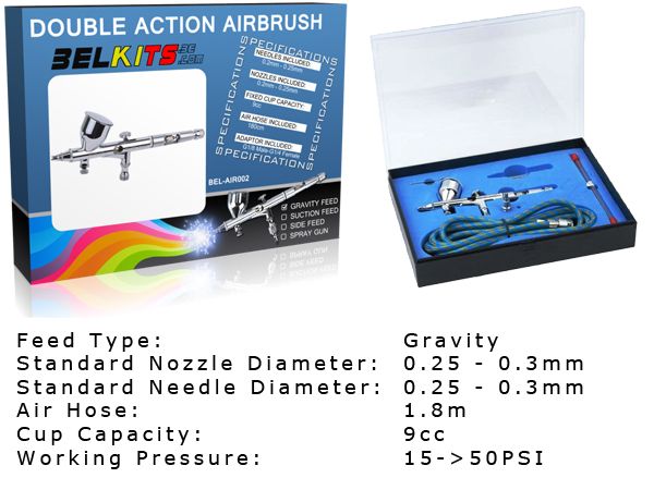 Belkits BELAIR002 Gravity Feed Double Action Airbrush
