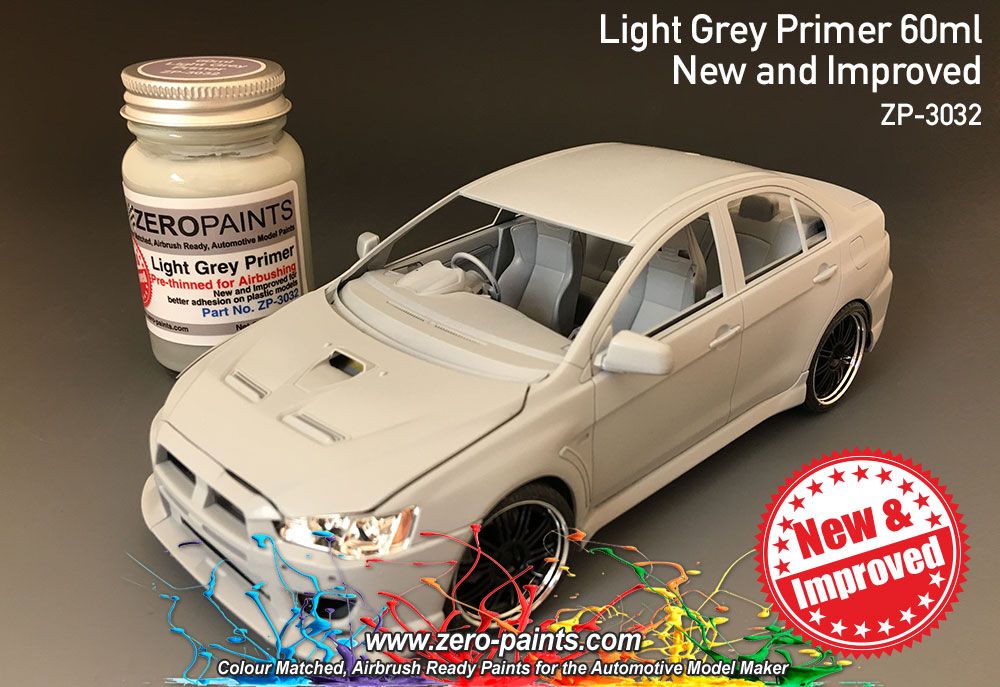 ZERO Paint ZP-3032 Light Grey Primer 60ml Airbrush Ready - New and Improved ZERO Paint ZP-3032 Light Grey Primer 60ml Airbrush Ready - New and Improved