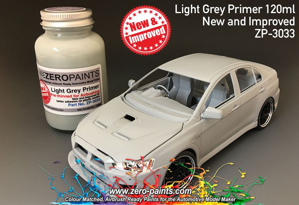 ZERO Paint ZP-3033 Light Grey Primer 120ml Airbrush Ready - New and Improve ZERO Paint ZP-3033 Light Grey Primer 120ml Airbrush Ready - New and Improve