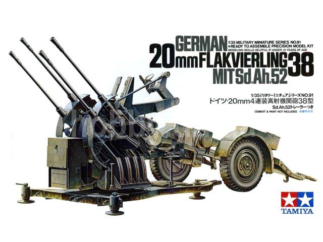 Tamiya 35091 20mm Flakvierling 38 Mit Sd.Ah.52