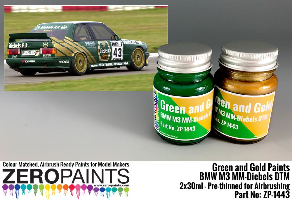 ZERO Paint ZP-1443 BMW M3 MM-Diebels DTM - Green and Gold Paint Set 2x30ml ZERO Paint ZP-1443 BMW M3 MM-Diebels DTM - Green and Gold Paint Set 2x30ml