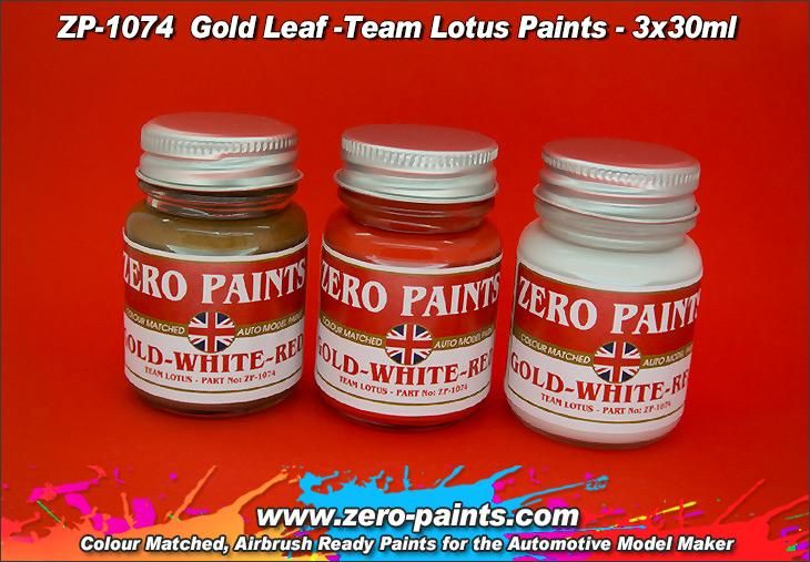 ZERO Paint ZP-1074 Gold Leaf-Team Lotus 72 Paint Set 3x30ml ZERO Paint ZP-1074 Gold Leaf-Team Lotus 72 Paint Set 3x30ml