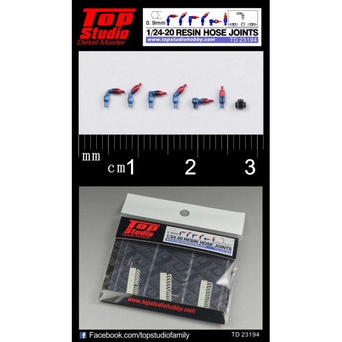 Top Studio TD23194 1/24-1/20 (0.9mm) resin hose joints