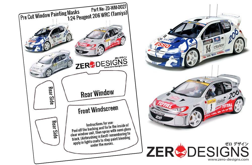 ZERO Design ZD-WM-0027 Peugeot 206 WRC Pre Cut Window Painting Masks (Tamiya)