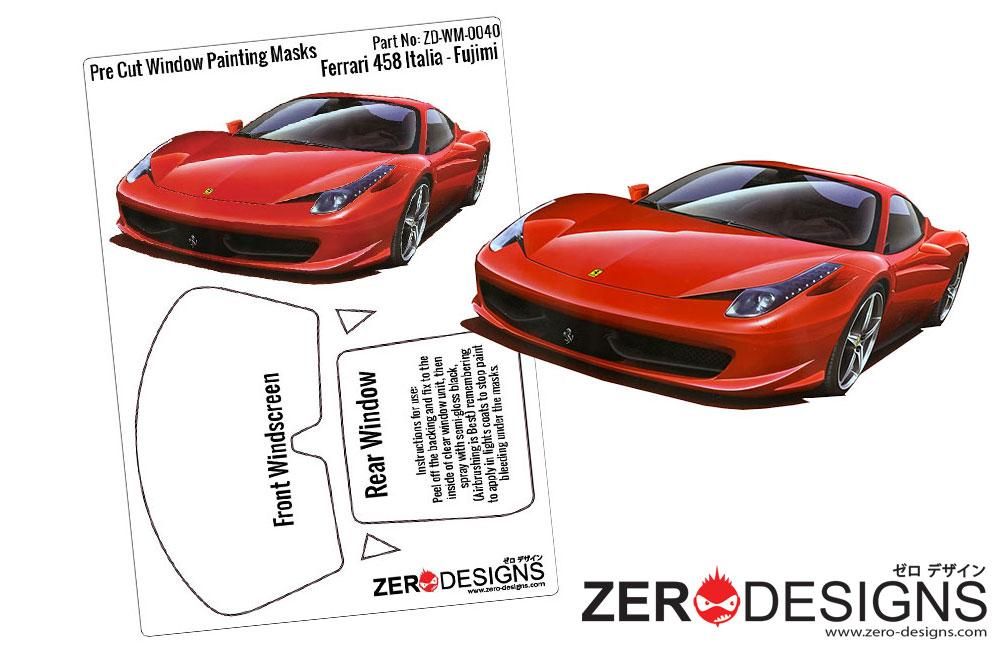 ZERO Design ZD-WM-0040 Ferrari 458 Italia Pre Cut Window Painting Masks (Fujimi)