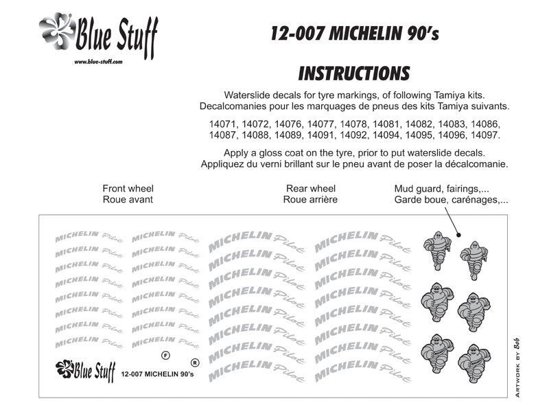 Blue Stuff 12-007 MICHELIN 90's Tire markings