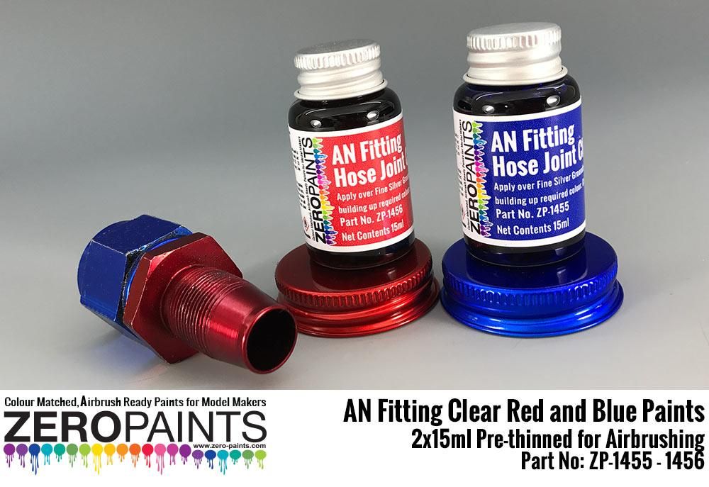 ZERO Paint ZP-1455-1456 AN Fitting (Hose Joints-Ends) Clear Red and Blue Paints 2x15ml ZERO Paint ZP-1455-1456 AN Fitting (Hose Joints-Ends) Clear Red and Blue Paints 2x15ml