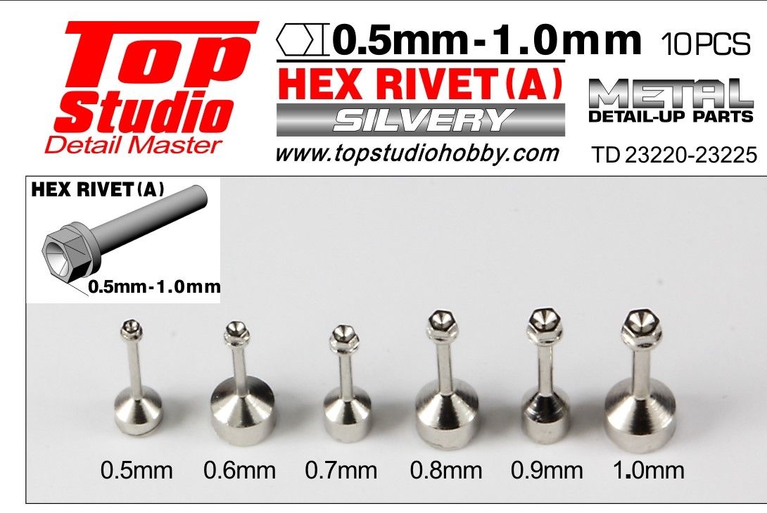 Top Studio TD23221 0.6mm Hex Rivets (A)