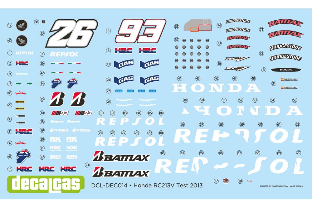 Decalcas DCL-DEC014 Honda RC213V - Repsol Honda Team