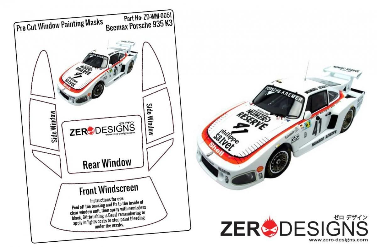 ZERO Design ZD-WM-0051 Porsche Kremer 935 K3 Pre Cut Window Painting Masks (Beemax)