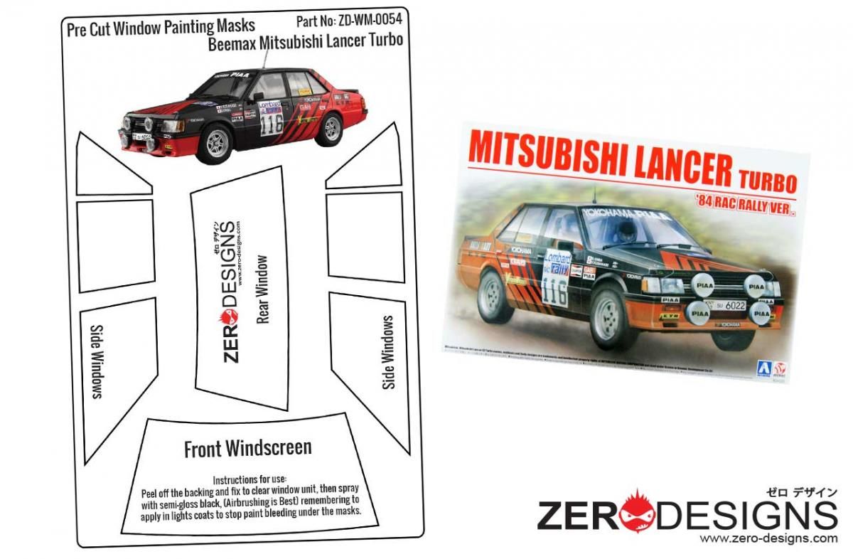 ZERO Design ZD-WM-0054 Mitsubishi Lancer Turbo 84 RAC Rally Pre Cut Window Painting Masks (Beemax)