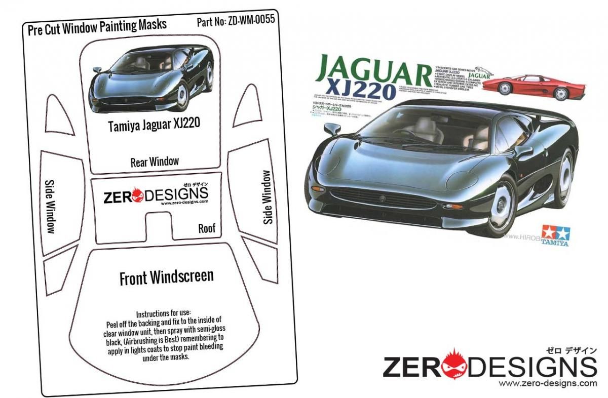 ZERO Design ZD-WM-0055 Jaguar XJ220 Pre Cut Window Painting Masks (Tamiya)