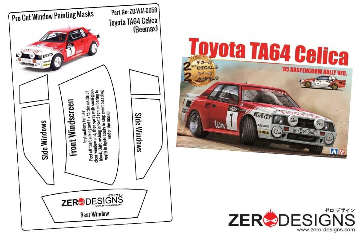 ZERO Design ZD-WM-0058 Toyota Celica TA64 Rally Pre Cut Window Painting Masks (Beemax)