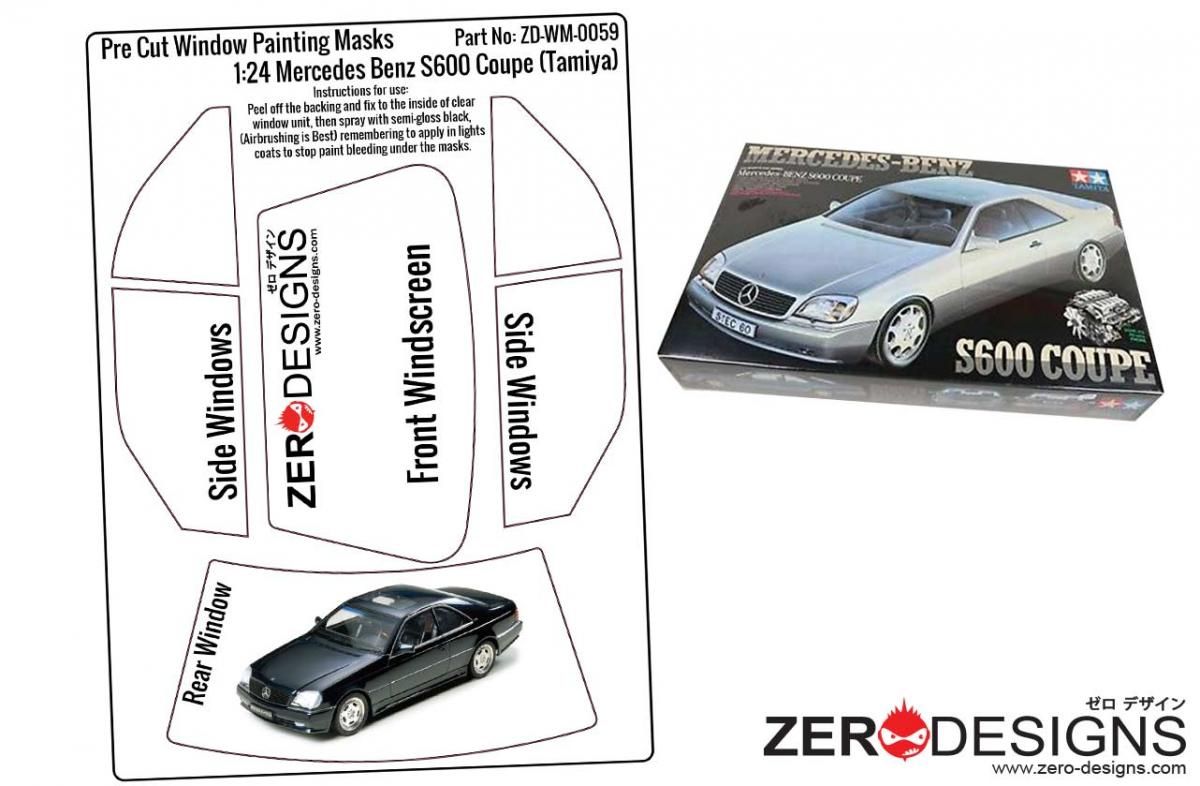 ZERO Design ZD-WM-0059 Mercedes Benz S600 Coupe Pre Cut Window Painting Masks (Tamiya)