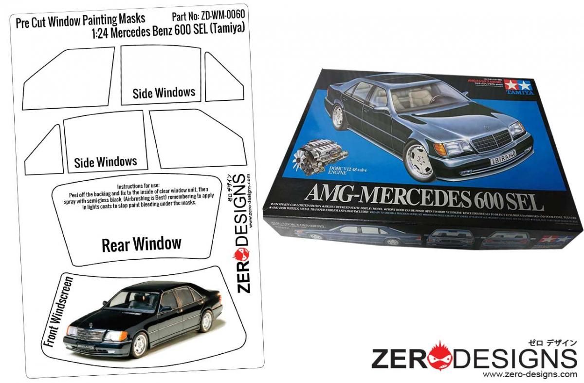 ZERO Design ZD-WM-0060 Mercedes Benz 600SEL Coupe Pre Cut Window Painting Masks (Tamiya)