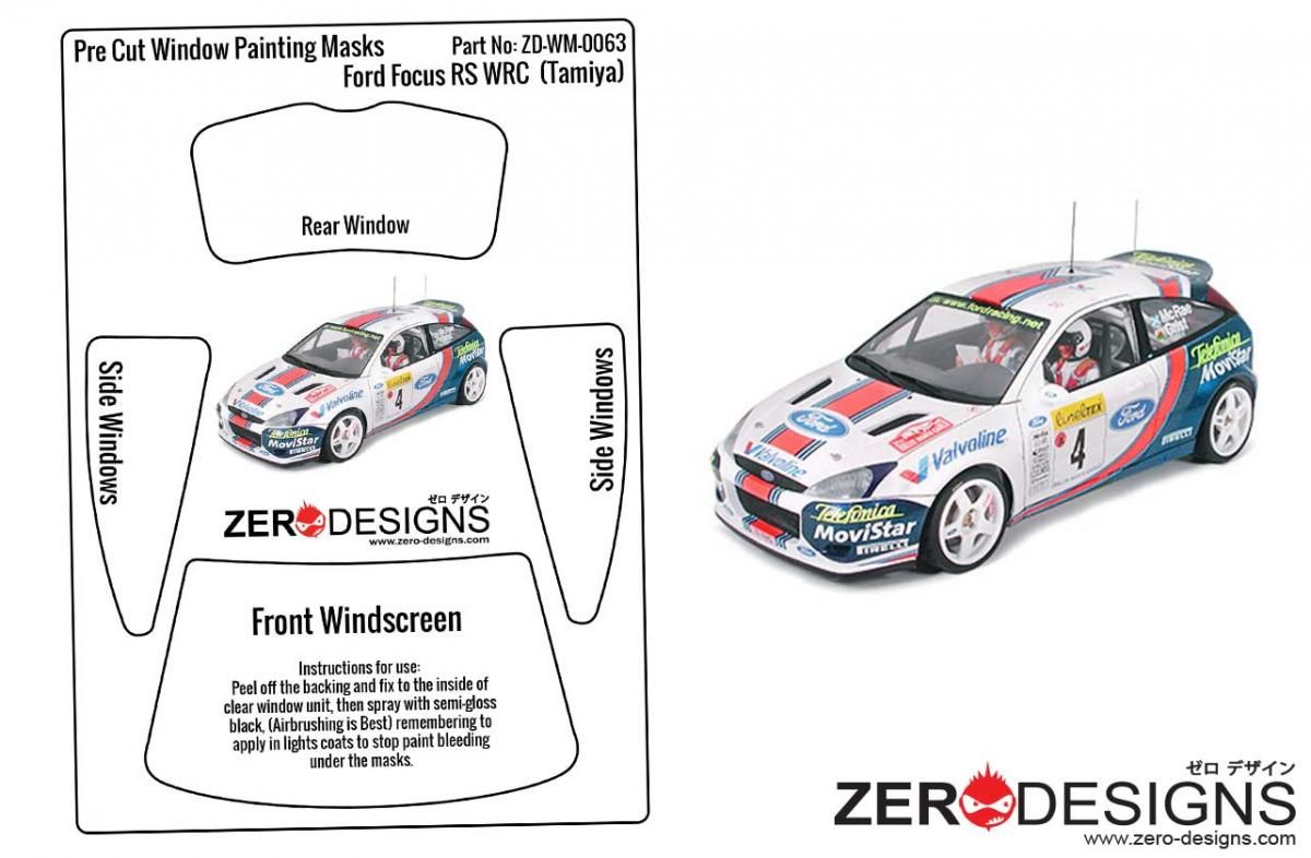 ZERO Design ZD-WM-0063 Ford Focus RS WRC Pre Cut Window Painting Masks (Tamiya)