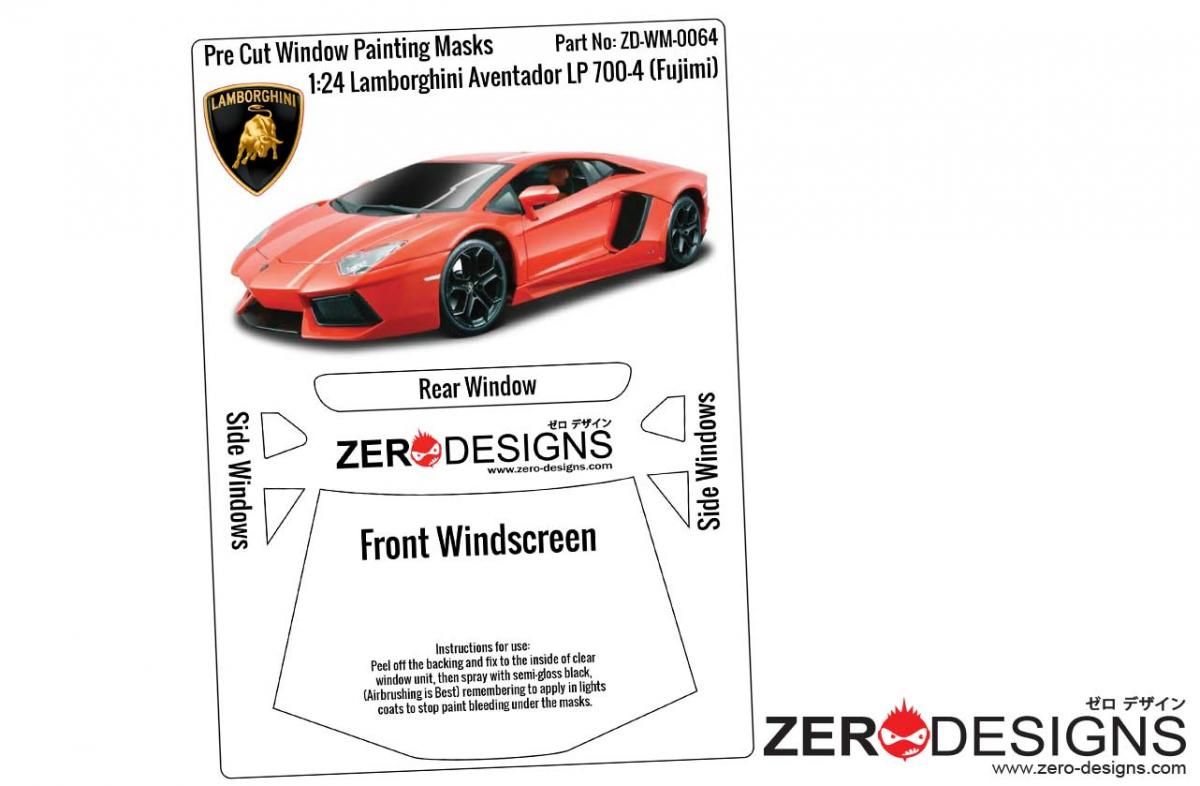 ZERO Design ZD-WM-0064 Lamborghini Aventador LP 700-4 Pre Cut Window Painting Masks (Fujimi)