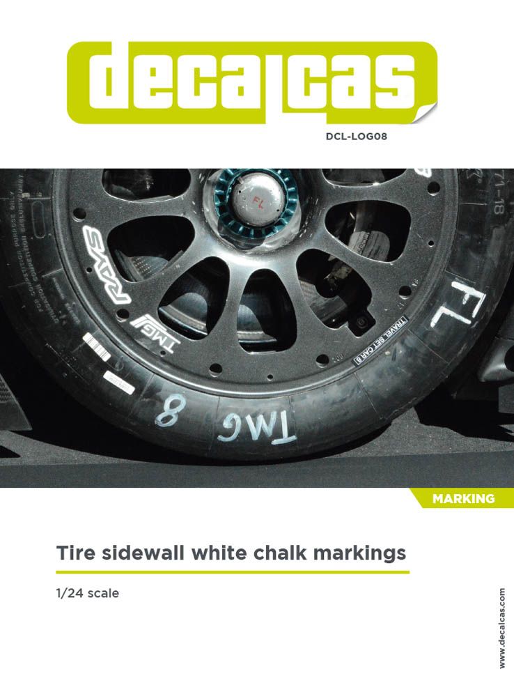 Decalcas LOG008 Tire sidewall white chalk markings 1/24
