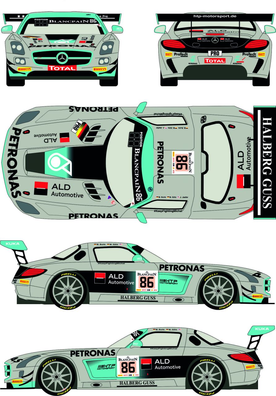 Racing Decals 43 RDE24/010 Mercedes SLS GT3 #86 Spa 24h 2014 (HTP Motorsport)