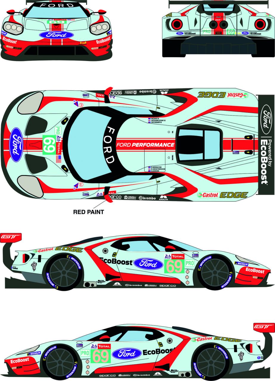 Racing Decals 43 RDE24/027 Ford GTLM #69 Le Mans 24h 2019