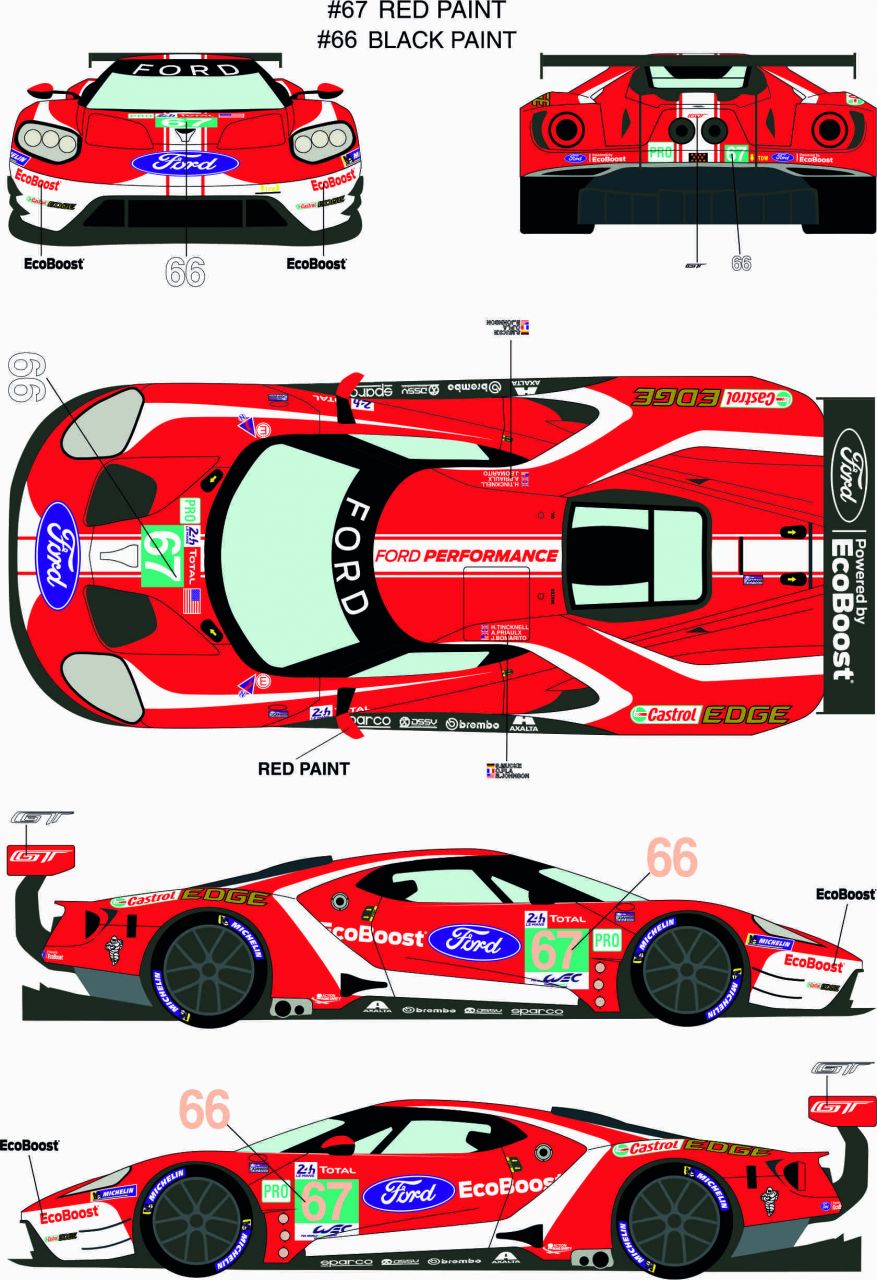 Racing Decals 43 RDE24/028 Ford GTLM #66/67 Le Mans 24h 2019