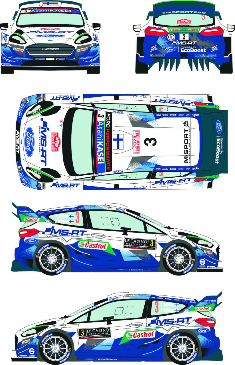 Racing Decals 43 RDTK24/001 Ford Fiesta WRC #3/4 Rally Montecarlo 2020
