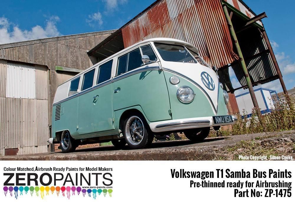 ZERO Paint ZP-1475 Volkswagen T1 Samba Bus Blue White L289 (top) - Turquoise L380 (bottom) 2x30ml ZERO Paint ZP-1475 Volkswagen T1 Samba Bus Blue White L289 (top) - Turquoise L380 (bottom) 2x30ml