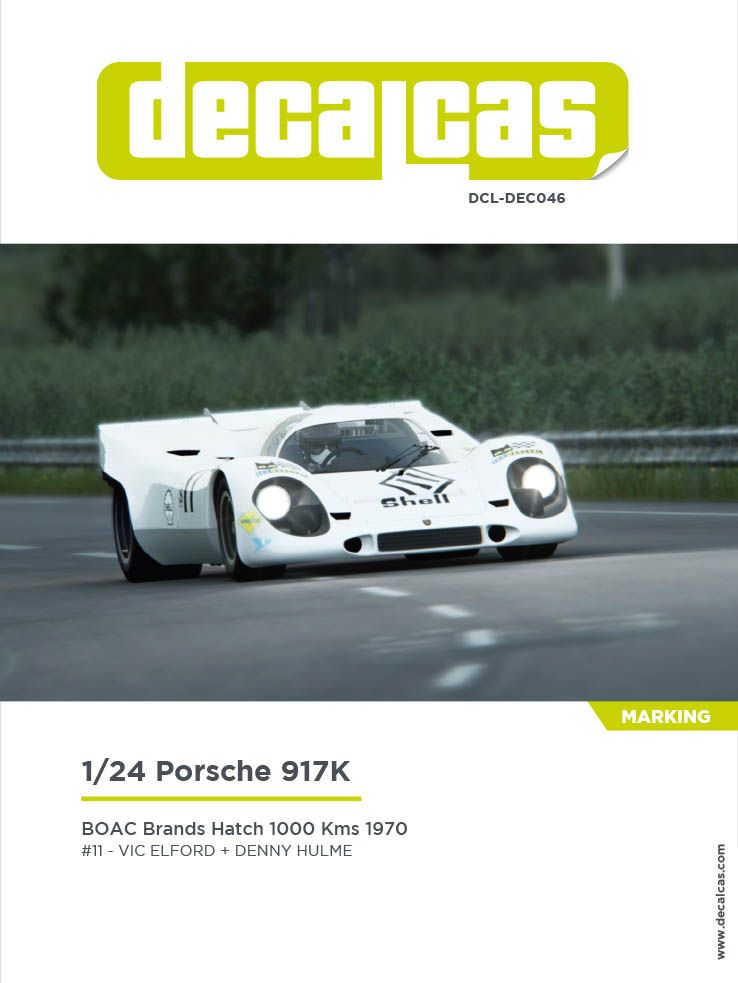 Decalcas DEC046 Porsche 917K - Porsche Salzburg - BOAC Brands Hatch 1000 Kms 1970 #11 - Vic Elford + Denny Hulme