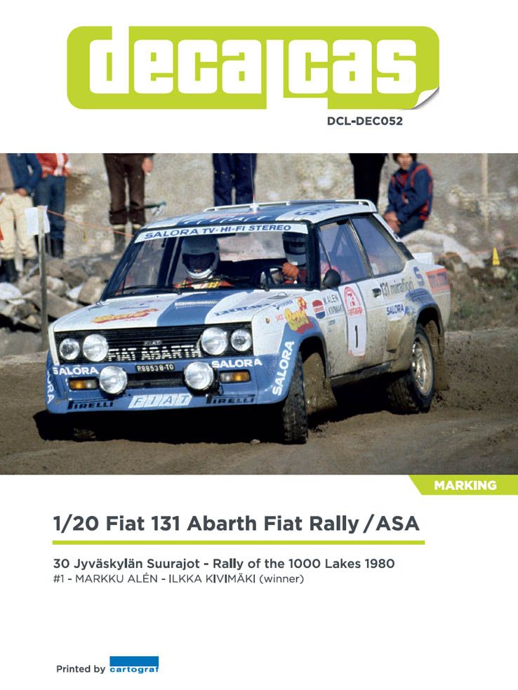 Decalcas DEC052 Fiat 131 Abarth - Fiat Rally / ASA - 30. Jyväskylän Suurajot - Rally of the 1000 Lakes 1980 #1 - Markku Alén - Ilkka Kivimäki