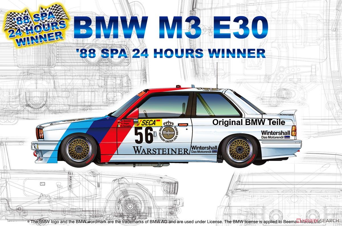 NuNu Model Kit PN24017 BMW M3 E30 GroupA 1988 SPA 24 Hours Winner