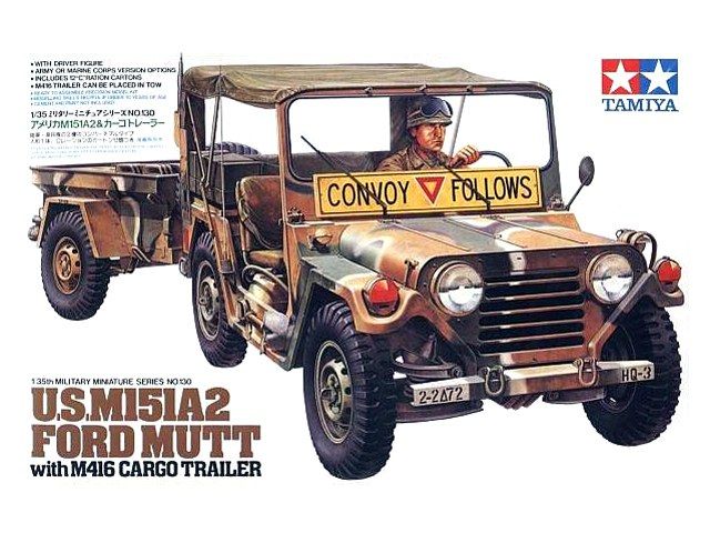 Tamiya 35130 U.S.M151A2 Ford Mutt with M416 Cargo Trailer
