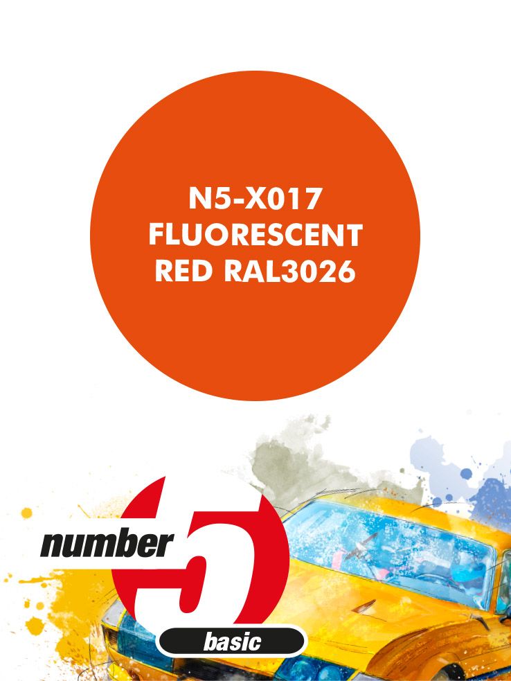 Number 5 N5-X017 Fluorescent Red RAL3026