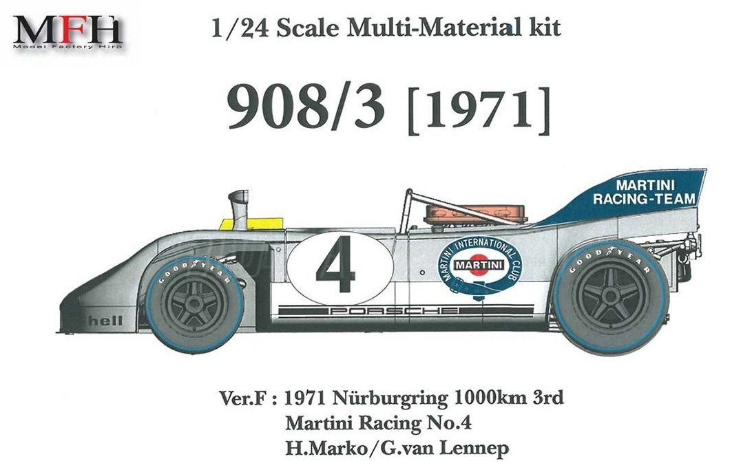 Model Factory Hiro K-375 Porsche 908/3 Ver. F #4 Martini Racing Nürburgring 1000 km 1971