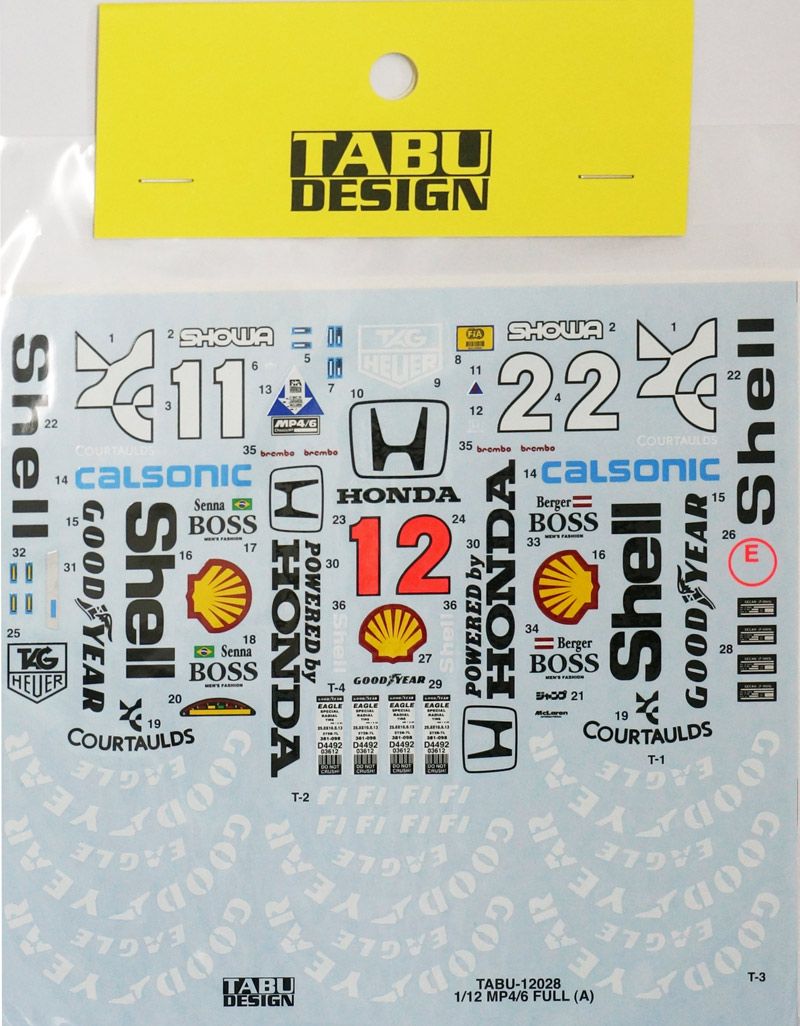Tabu Design 12028 MP4/6 full sponsor decals (For TAM)