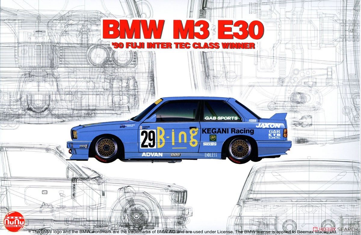 NuNu Model Kit PN24019 BMW M3 E30 Gr.A 1990 InterTEC Class Wiener in FISCO(Fuji International Speedway)