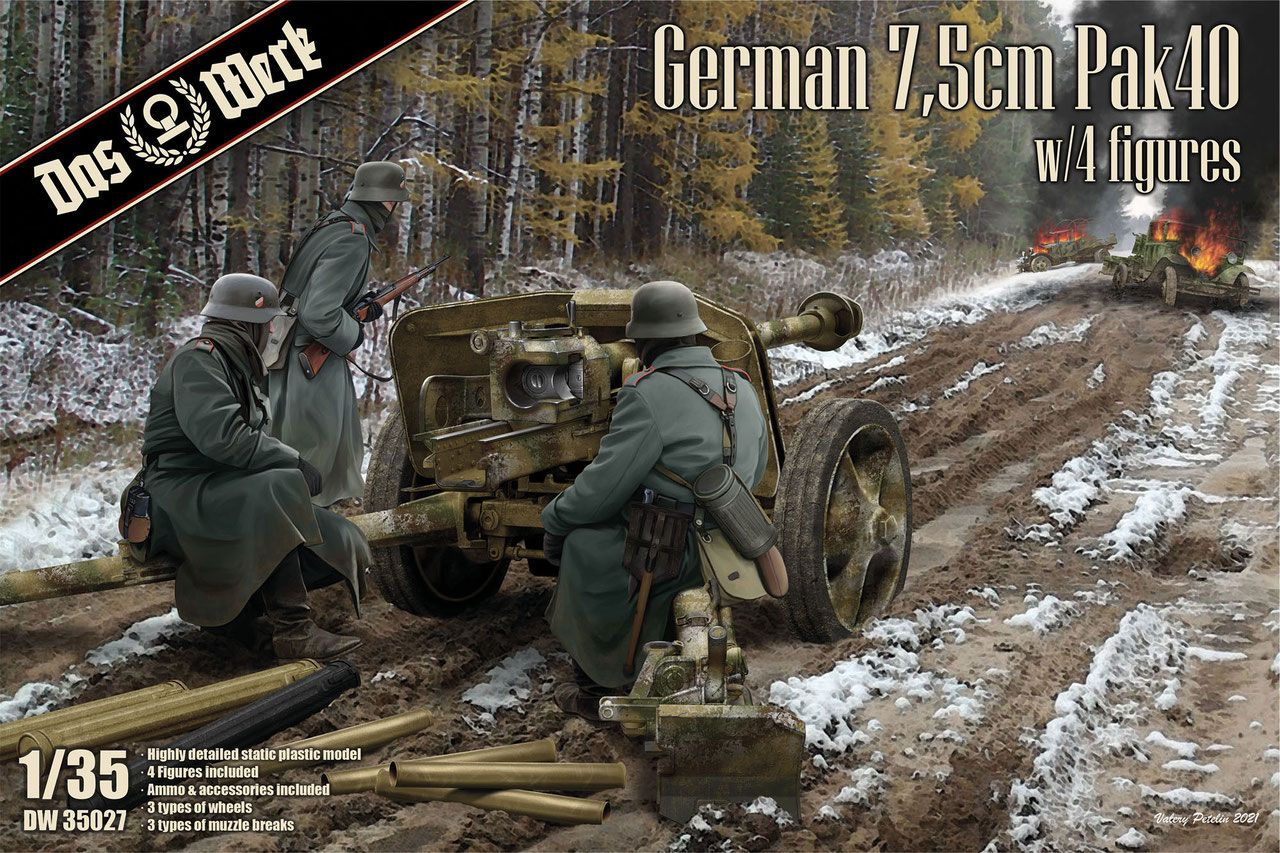 Das Werk 35027 German 7,5cm Pak40 with 4 Figures