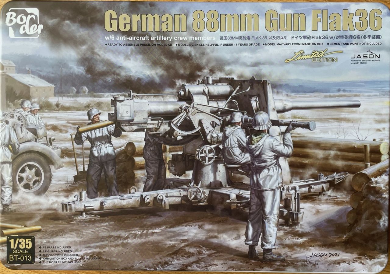 Border Model BT013 German 88mm Gun Flak36/77 with 6 anti-aircraft artillery crew members