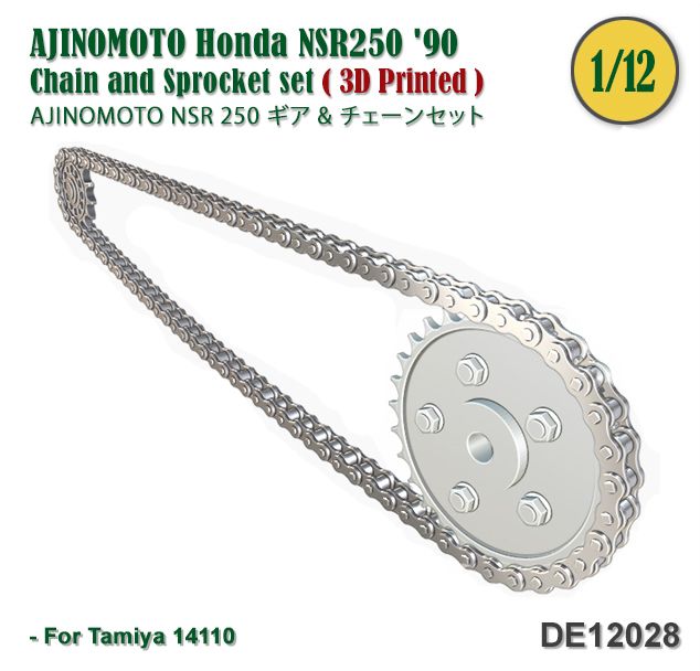 Fat Frog DE12028 AJINOMOTO Honda NSR250 '90 Chain and Sprocket set for Tamiya 14110
