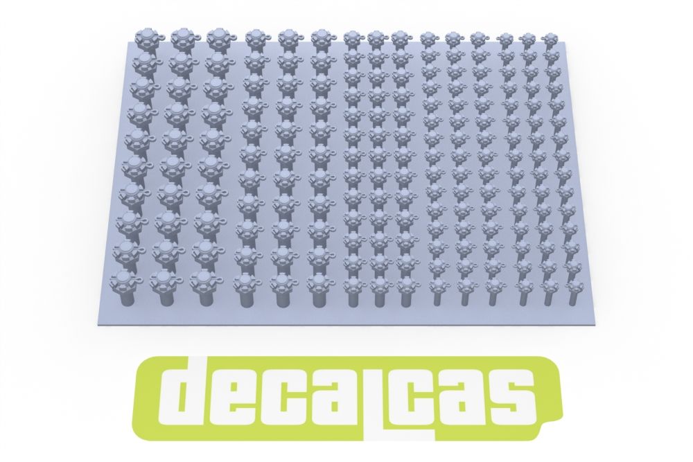 Decalcas PAR082 Nuts: Castle nut with split pin 2.0mm, 2.25mm, 2,5mm, 3,0mm, 3,5mm (45+45+39+33+30 units/each)