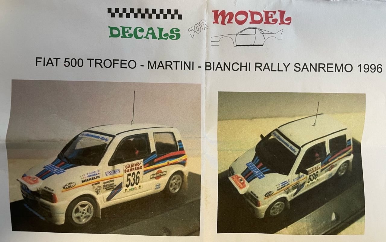 DecalsforModel Fiat 500 Trofeo Martini 1996