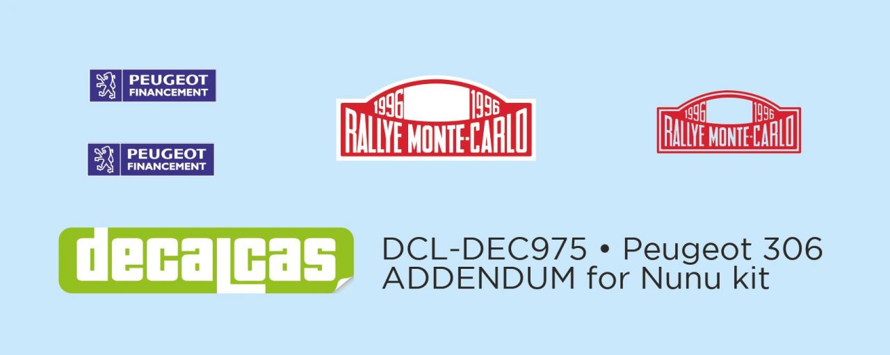 Decalcas DEC975 Peugeot 306 Maxi - Monte Carlo Rally - Rallye Automobile de Monte-Carlo 1996