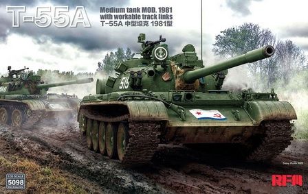 Rye Field Model 5098 T-55A MEDIUM TANK MOD 1981 WITH WORKABLE TRACKS