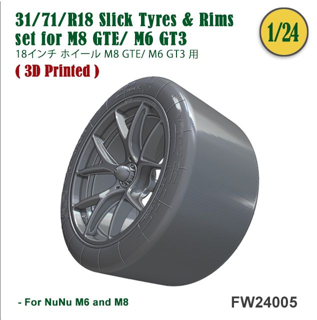Fat Frog FW24005 31/71/R18 Slick Tires & Rims set for M8 GTE / M6 GT3