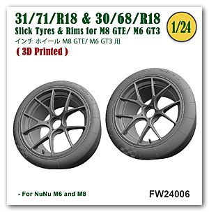 Fat Frog FW24006 30/68/R18 & 31/71/R18 Slick Tires & Rims set for M8 GTE / M6 GT3