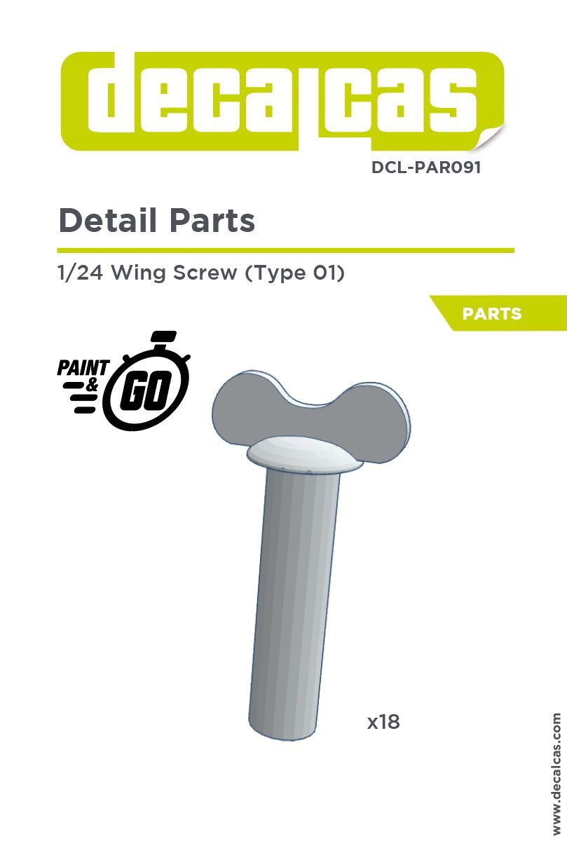 Decalcas PAR091 Detail for 1/24 scale models: Wing Screw - Type 1 (18 units/each)