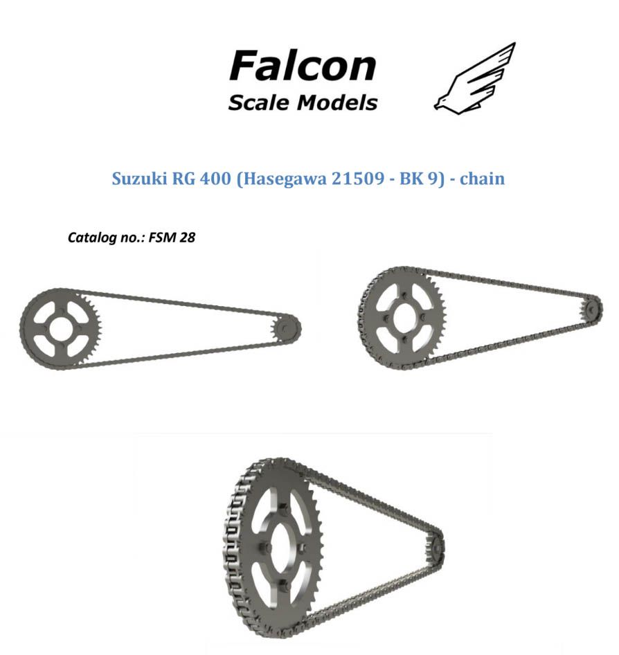 Falcon Scale Models FSM28 Chain set for 1/12 scale models: Suzuki RG400 Gamma early version