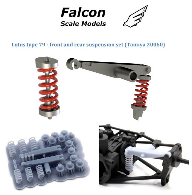 Falcon Scale Models FSM-08-C Detail up set for 1/20 scale models: Lotus Ford Type 79: Front and rear suspension