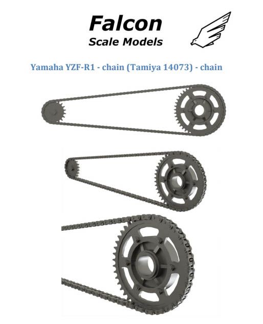 Falcon Scale Models FSM31 Chain set for 1/12 scale models: Yamaha YZF-R1 Exup Deltabox II